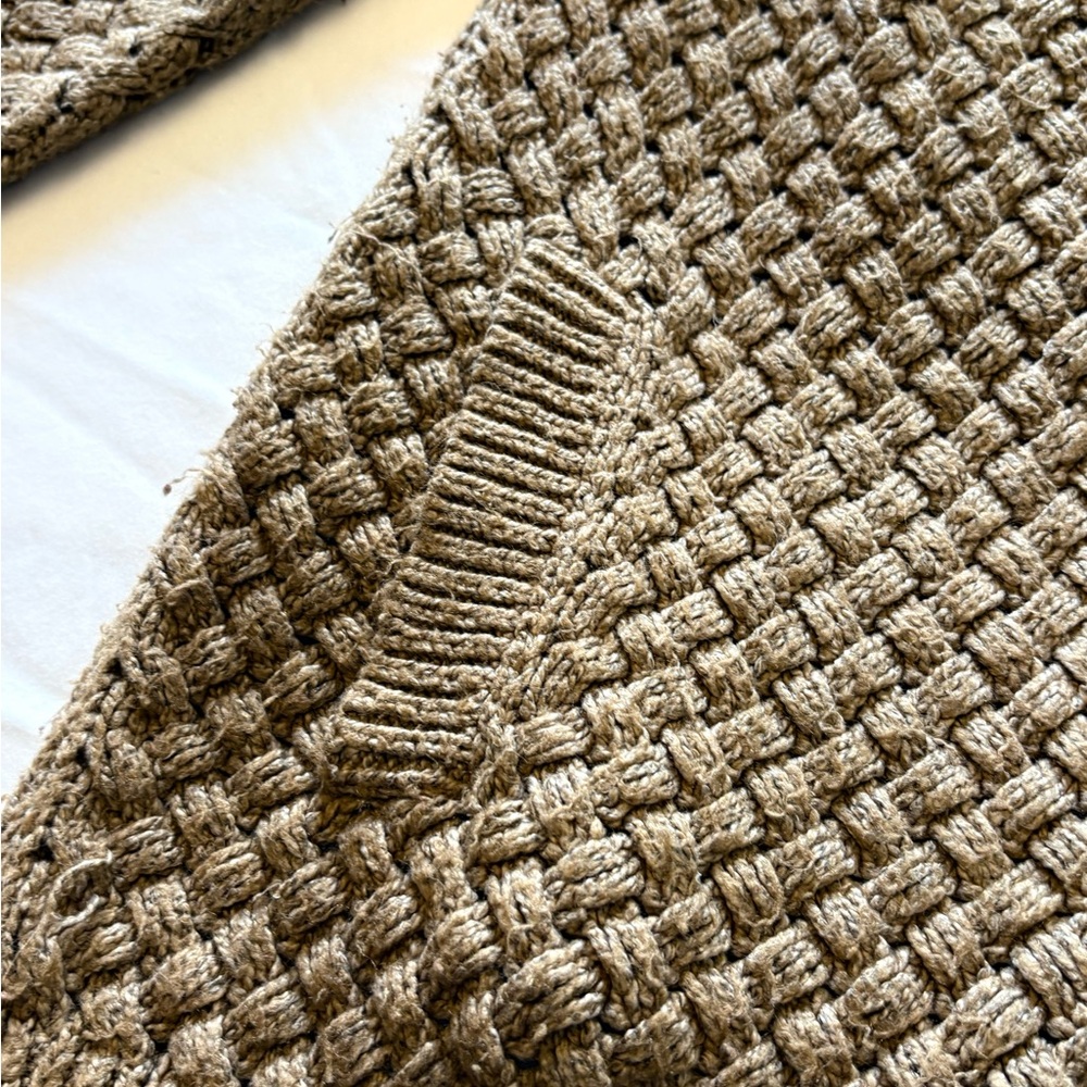 J. Jill Brown Herringbone Knit Cardigan Sweater Toggle Front Medium - Picture 8 of 10